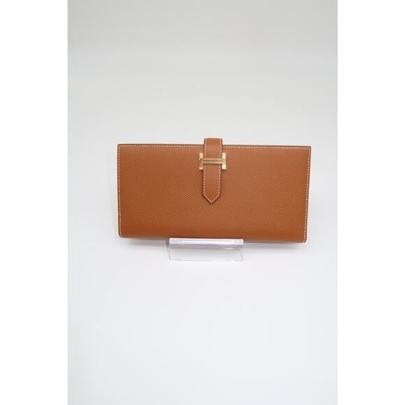 Hermes Brown Leather Bearn Souffle Gusset Wallet - Picture 1 of 7